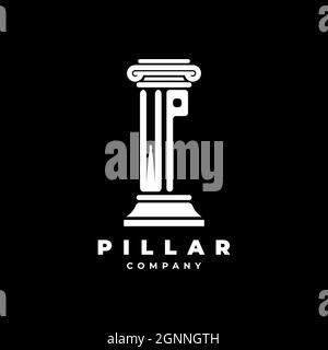 WP Monogram Logo Letter Pillars shape lawyer style vector, law firm company isolated in black background Stock Vector
