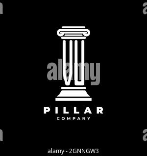 VU Monogram Logo Letter Pillars shape lawyer style vector, law firm company isolated in black background Stock Vector
