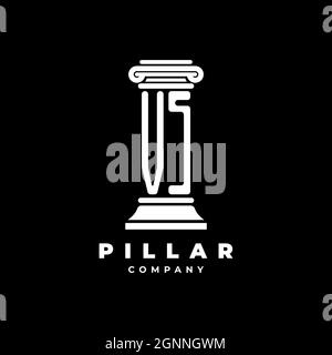 VS Monogram Logo Letter Pillars shape lawyer style vector, law firm company isolated in black background Stock Vector