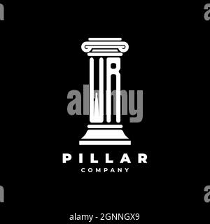 WR Monogram Logo Letter Pillars shape lawyer style vector, law firm company isolated in black background Stock Vector