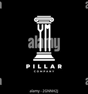 YM Monogram Logo Letter Pillars shape lawyer style vector, law firm company isolated in black background Stock Vector