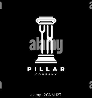 YX Monogram Logo Letter Pillars shape lawyer style vector, law firm company isolated in black background Stock Vector