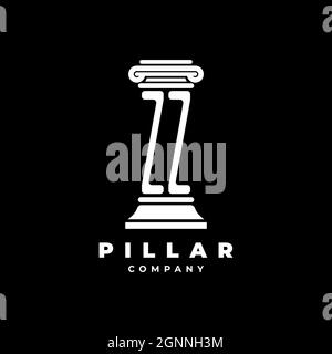 ZZ Monogram Logo Letter Pillars shape lawyer style vector, law firm company isolated in black background Stock Vector