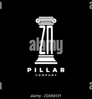 ZN Monogram Logo Letter Pillars shape lawyer style vector, law firm company isolated in black background Stock Vector