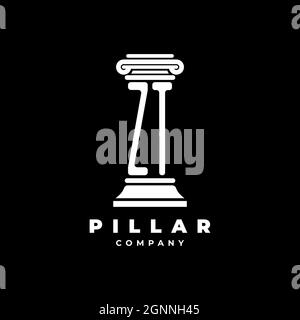 ZT Monogram Logo Letter Pillars shape lawyer style vector, law firm company isolated in black background Stock Vector
