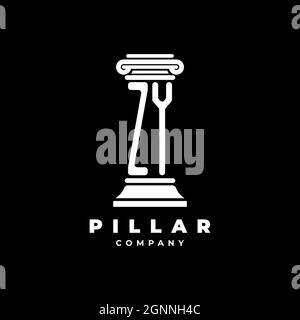 ZY Monogram Logo Letter Pillars shape lawyer style vector, law firm company isolated in black background Stock Vector