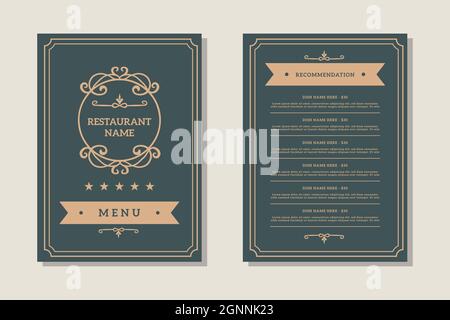simple restaurant menu vector design template with ornament Stock Vector