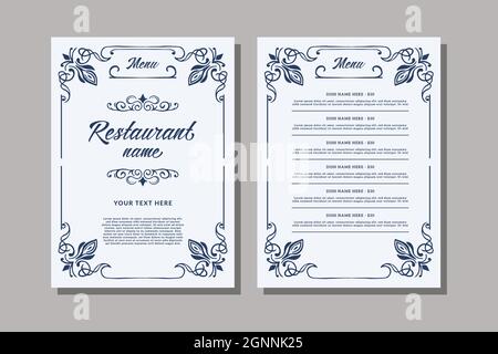 restaurant menu design with classic vintage ornate design vector Stock Vector