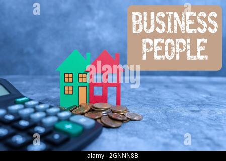 Text sign showing Business People. Word Written on People who work in business especially at an executive level Presenting Brand New House, Home Sale Stock Photo