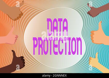 Hand writing sign Data Protection. Word for Protect IP addresses and personal data from harmful software Creating And Sending Email Message Online Stock Photo