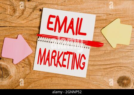 Writing displaying text Email Marketing. Word Written on Sending a commercial message to a group of showing using mail Display of Different Color Stock Photo