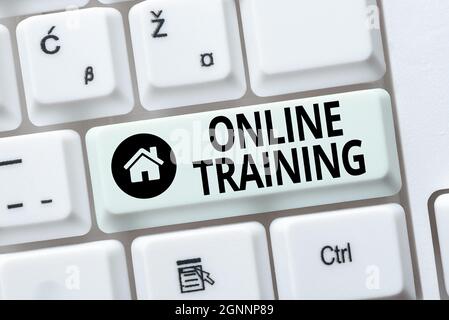 Conceptual display Online Training. Word for Take the education program from the electronic means Creating Online Chat Platform Program, Typing Stock Photo