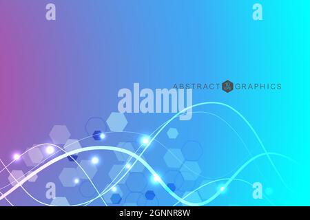 Hexagonal abstract background. Big Data Visualization. Global network connection. Medical, technology, science background. Vector illustration. Stock Vector