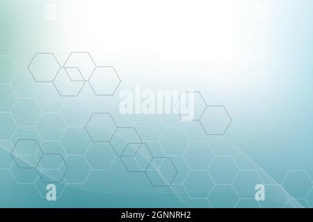 Science network pattern, connecting lines and dots. Technology hexagons structure or molecular connect elements Stock Vector