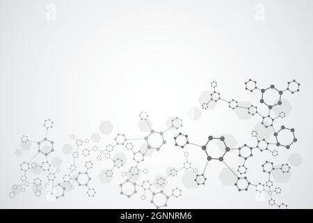 Science network pattern, connecting lines and dots. Technology hexagons structure or molecular connect elements Stock Vector