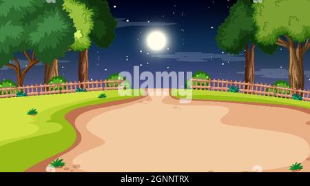 Blank nature park landscape at night scene illustration Stock Vector ...
