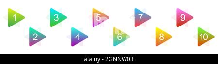 Number bullet points 1 to 10. Creative 3d markers set. Vector illustration. Triangular bullet points. Stock Vector
