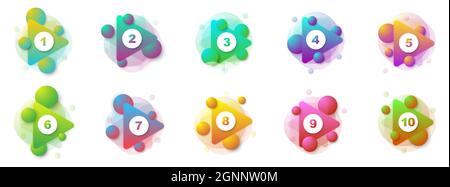 Number bullet points 1 to 10. Creative 3d markers set. Vector illustration. Stock Vector