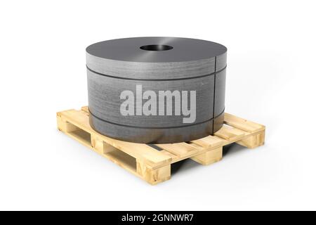 Aluminum roll for industry on white background - 3D Rendering Stock Photo