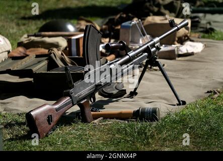 The Bren gun was a series of light machine guns made by Britain in the 1930s and used in various roles until 1992. Stock Photo