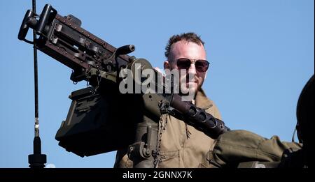 American 50 calibre Browning heavy machine gun on tank turret mount Stock Photo