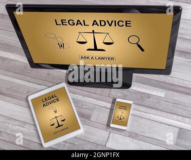 Legal advice concept shown on different information technology devices Stock Photo
