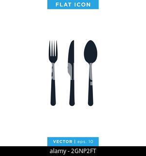 Spoon, fork and knife icon vector stock illustration design template. Vector eps 10. Stock Vector