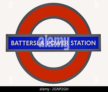 London underground roundel logo for the new Battersea Power Station tube station Stock Photo