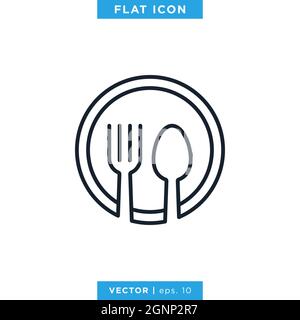 Spoon and fork icon vector stock illustration design template. Vector eps 10. Stock Vector