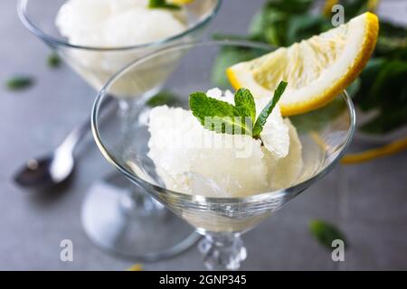 A traditional Italian dessert from Sicily in glass Stock Photo