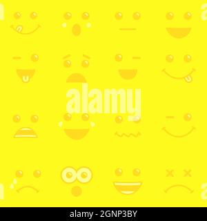 Emoji icons yellow vector pattern background. Smiling emoticons symbol for holday or birthday seamless background. World Smile Day, October 1 Stock Vector