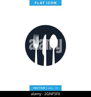 Spoon, fork and knife icon vector stock illustration design template. Vector eps 10. Stock Vector