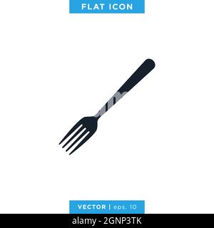 Fork icon vector stock illustration design template. Vector eps 10. Stock Vector