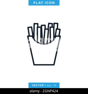 French fries icon vector stock illustration design template. Vector eps 10. Stock Vector