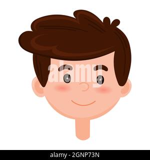 boy smiling face avatar. Kids emotions vector icon Stock Vector