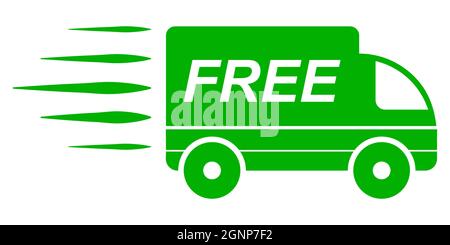 Free delivery icon, delivery car with the inscription free Stock Vector