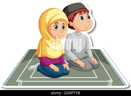 Arab couple cartoon character sticker on white background illustration  Stock Vector Image & Art - Alamy