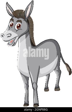Donkey animal cartoon character  illustration Stock Vector
