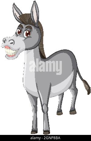 Donkey animal cartoon character  illustration Stock Vector