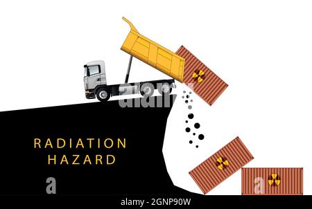 Burial of radioactive waste. Stock Vector