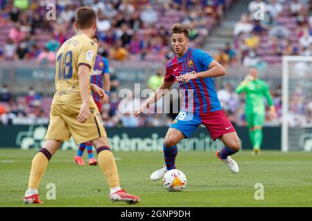 Barcelona, Spain. 26th Sep, 2021. Pablo Martín Páez Gavira (Gavi) of FC Barcelona seen during the LaLiga match between FC Barcelona and Levante UD at Camp Nou.Final score; FC Barcelona 3:0 Levante UD. (Photo by Thiago Prudencio/SOPA Images/Sipa USA) Credit: Sipa USA/Alamy Live News Stock Photo