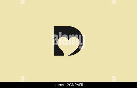 LETTER D WITH HEART ICON LOGO DESIGN FOR ILLUSTRATION USE Stock Vector