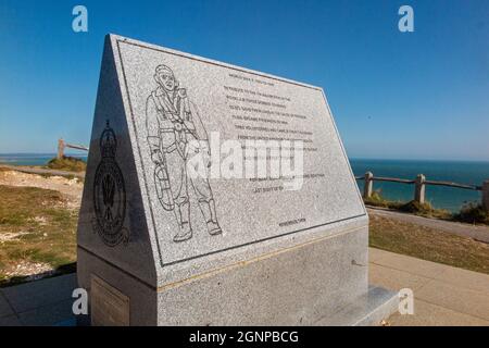 Beachy Memorial to RAF Bomber Command on the clifftop by Beachy Head, East Sussex, UK Stock Photo