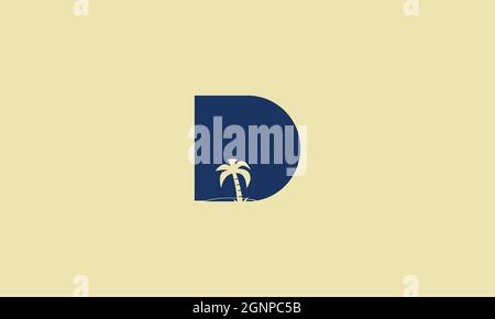 LETTER D WITH PALM TREE ICON LOGO DESIGN FOR ILLUSTRATION USE Stock Vector