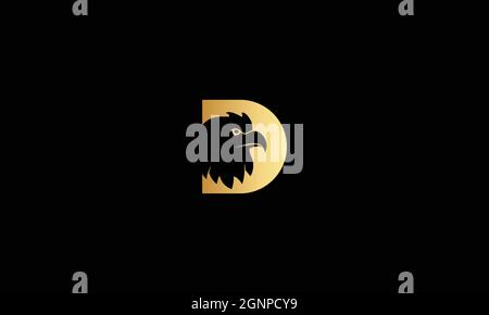 LETTER D WITH EAGLE ICON INSIDE LOGO DESIGN FOR ILLUSTRATION USE Stock Vector