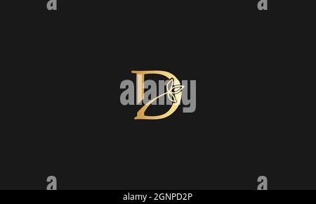 LETTER D WITH FLOWER ICON LOGO DESIGN FOR ILLUSTRATION USE Stock Vector