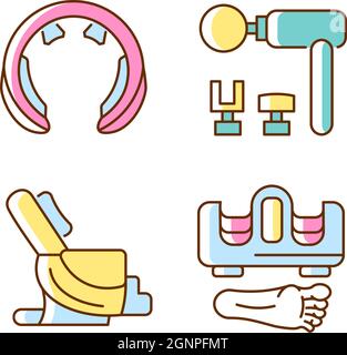 Vibrating massagers RGB color icons set Stock Vector