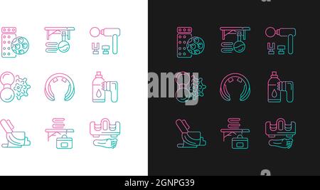 Electric massagers gradient icons set for dark and light mode Stock Vector