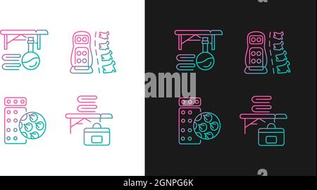Back massage equipment gradient icons set for dark and light mode Stock Vector