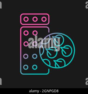 Acupressure massage mat and pillow gradient vector icon for dark theme Stock Vector